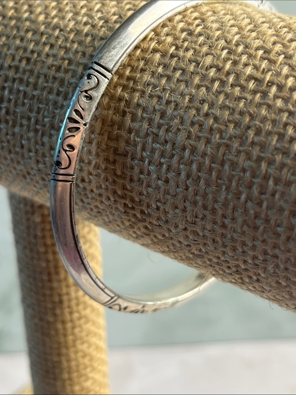 Brighton Silver-Tone Engraved Bangle Bracelet